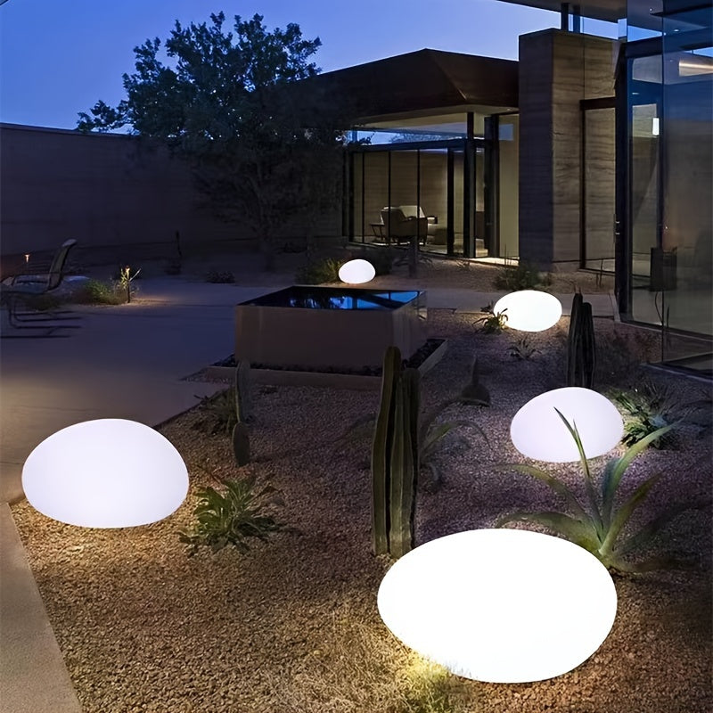 Solar-Powered Pebble Garden Light - Warm LED Glow for Patio & Lawn Decor