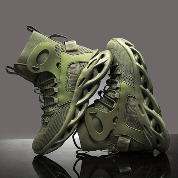 Men's High-Top Hiking Sneakers - Non-Slip, Shock-Absorbent, Breathable Trail Shoes for Outdoor Adventures