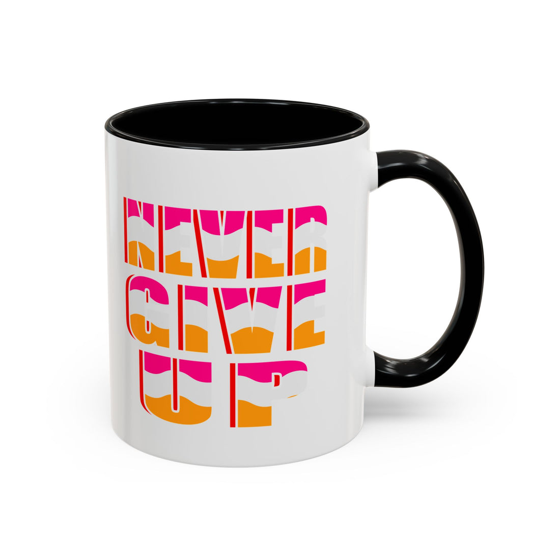 Never give up Accent Coffee Mug (11, 15oz)