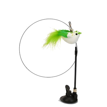 1pc Feather Decor Cat Wire Teaser Stick With Suction Cup For Cat Interactive Supply