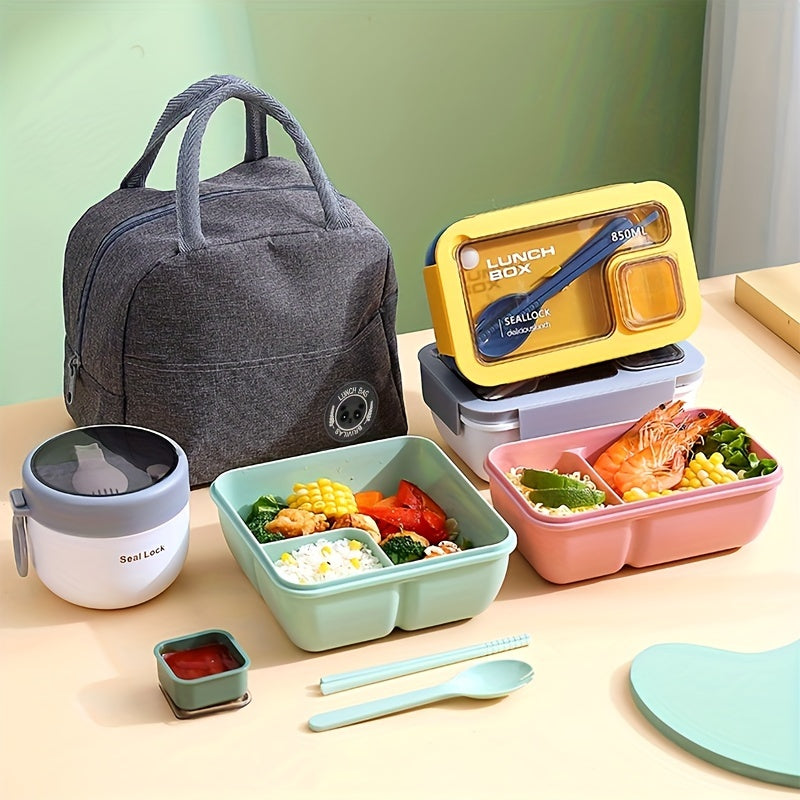 3-Piece Bento Box Set | Insulated Lunch Bag, Food Containers, Ideal for Office and Outdoor Activities