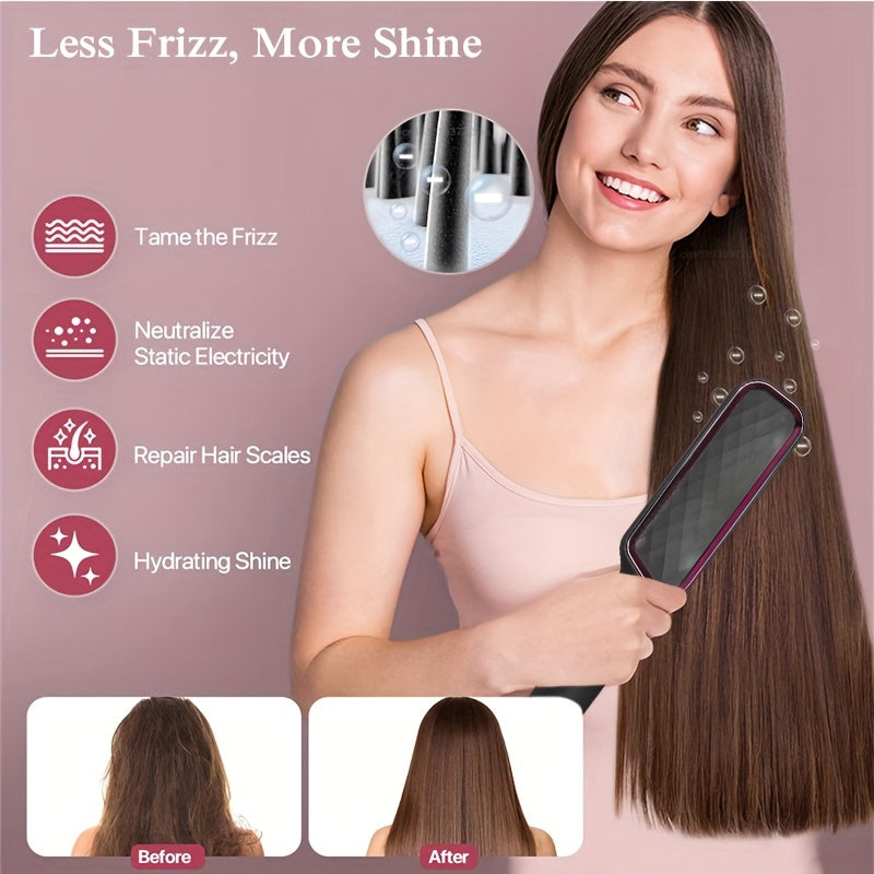 2-in-1 Hair Straightener Brush | Sleek & Shiny Hair