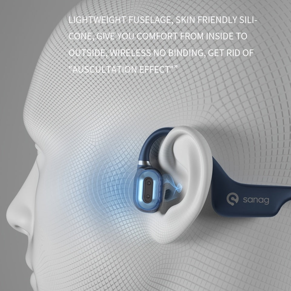 Sanag A5X Bone Conduction Headphones | Open-Ear Design, 3D Stereo Sound, Sweatproof | Perfect for Running and Fitness