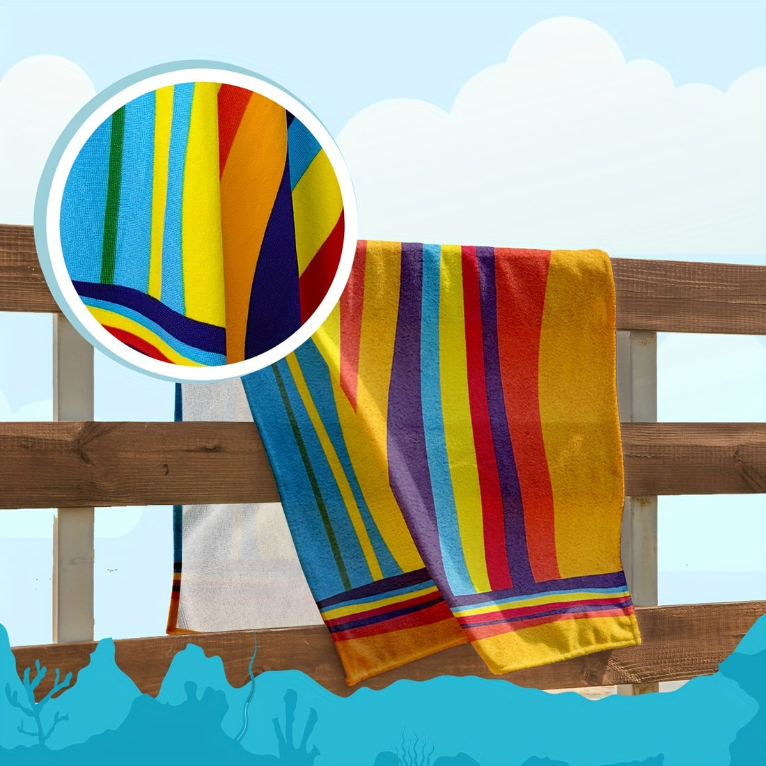 Extra Large Striped Beach Towel - Ultra-Soft Microfiber, Quick-Dry & Sand-Free, Perfect for Travel, Yoga, Camping & Swimming - Machine Washable