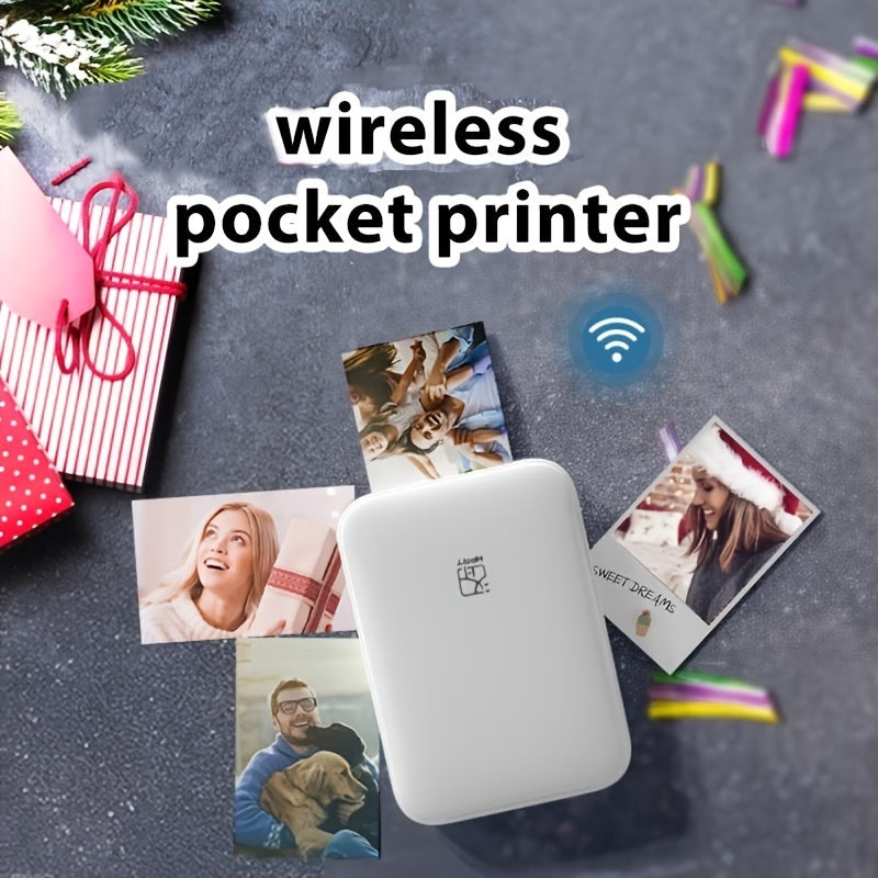 Wireless Mini Portable Photo Printer - Compact Pocket-Sized, ZINK Printing, Color HD Reproduction, Compatible with iOS/Android, Rechargeable Lithium Battery, USB Charging, Back Print Film, Thermal Technology - Perfect for Sma