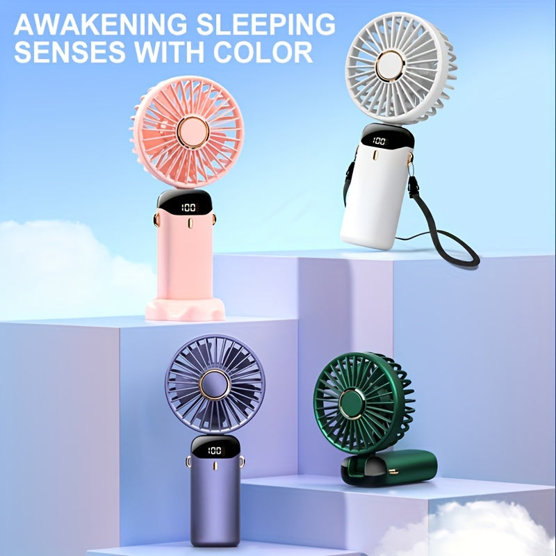 Portable Mini Fan | USB Rechargeable | 5-Speed | LED Display