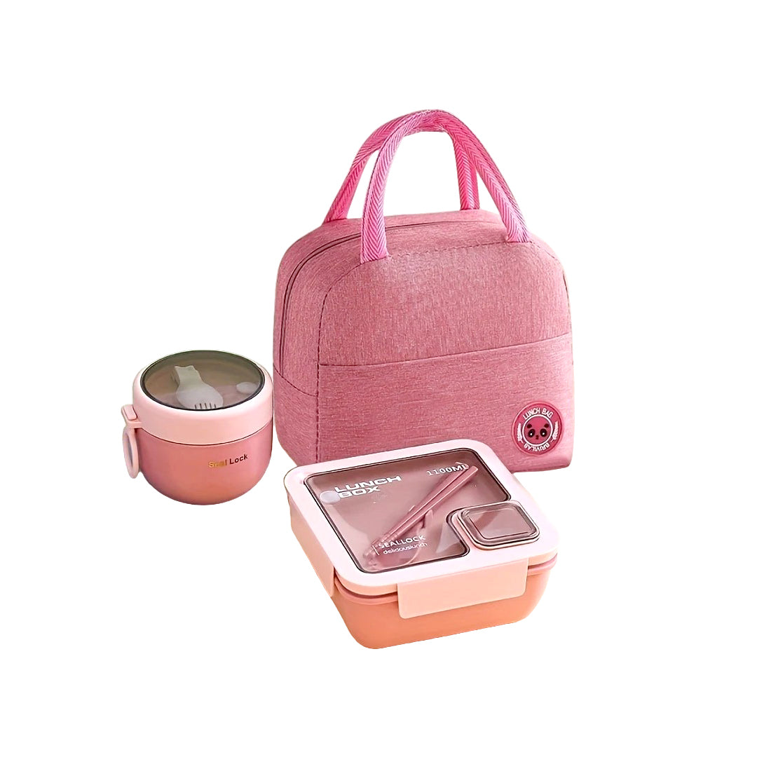 3-Piece Bento Box Set | Insulated Lunch Bag, Food Containers, Ideal for Office and Outdoor Activities