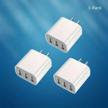 3-Pack Compact USB Wall Chargers - Fast Charging Adapters for iPhone & Samsung Galaxy