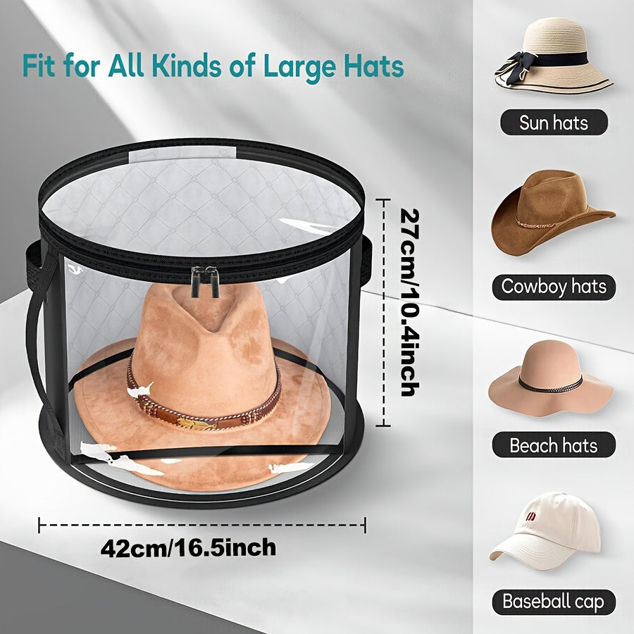 Extra-Large Hat Storage Box | Non-Woven, Foldable, Dust-Proof, Clear Window